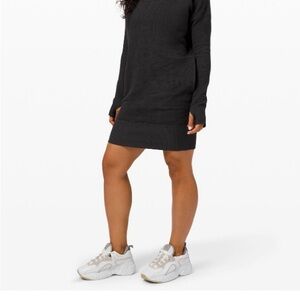 lululemon-Call it Cozy Dress Black Long Sleeve Dress